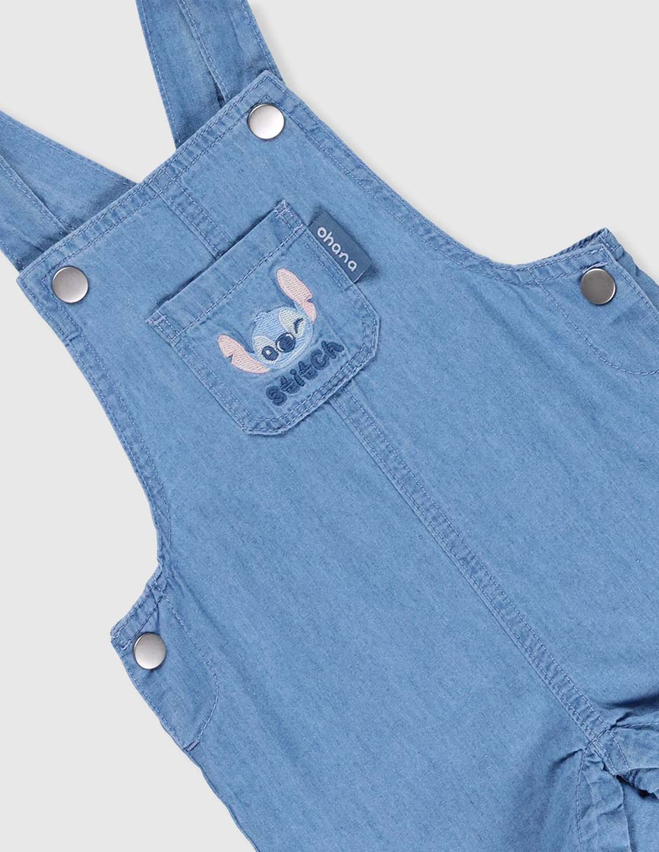 Conjunto overol Stitch de algodón para bebé niño