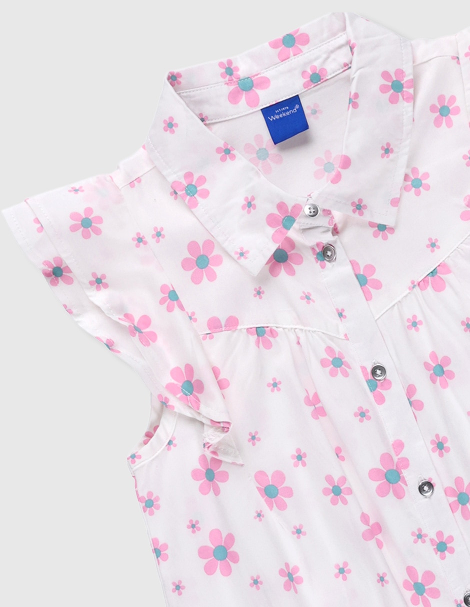 Vestido manga volantes para niña