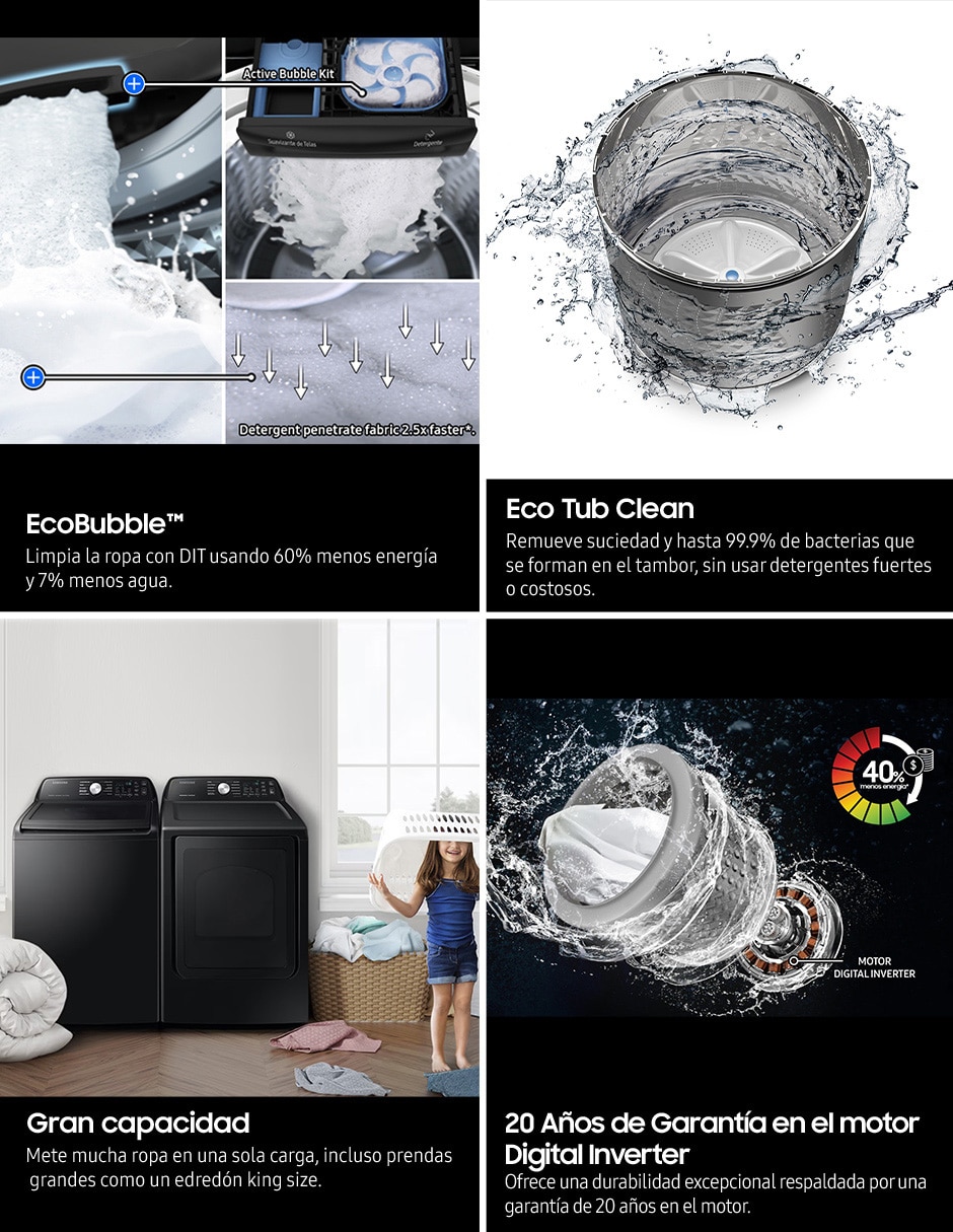 Lavadora Samsung 22 kg automática carga superior 
WA22B3550GW/AX