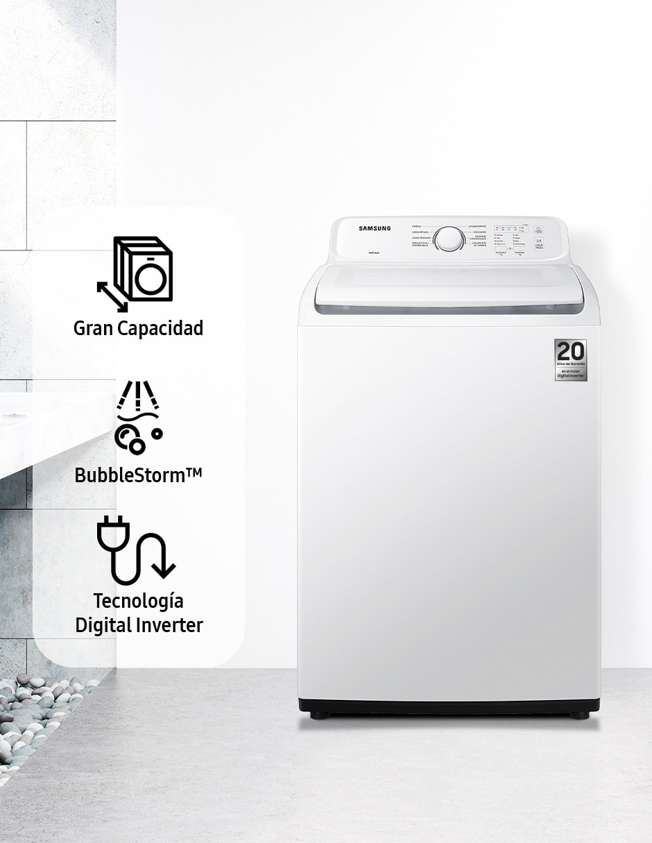 Lavadora Samsung 22 kg automática carga superior 
WA22B3550GW/AX