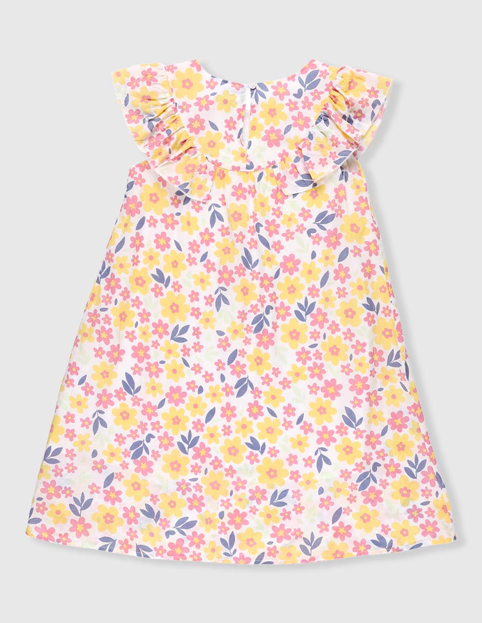 Vestido manga volantes para niña