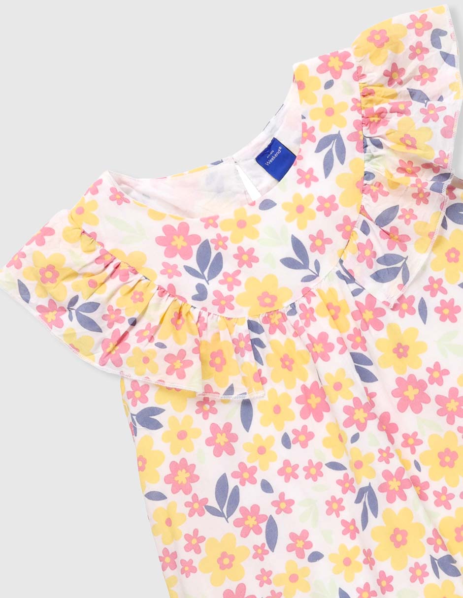 Vestido manga volantes para niña
