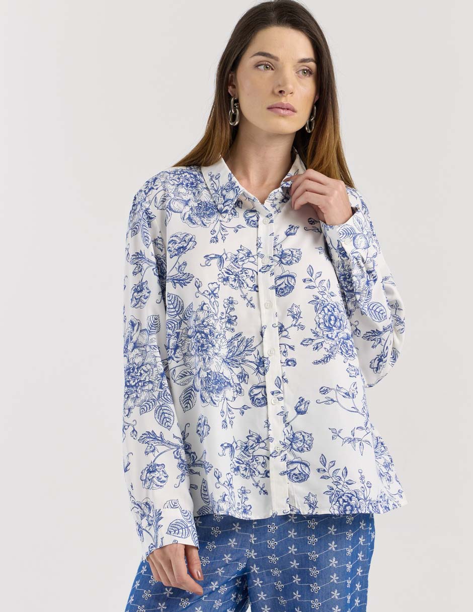 Blusa camisera manga larga para mujer 1