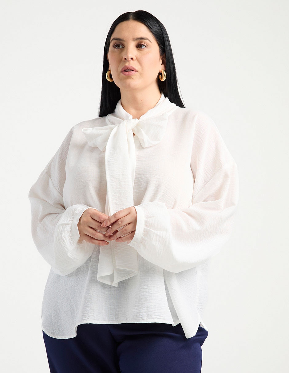 Blusa Contempo Plus manga larga para mujer
