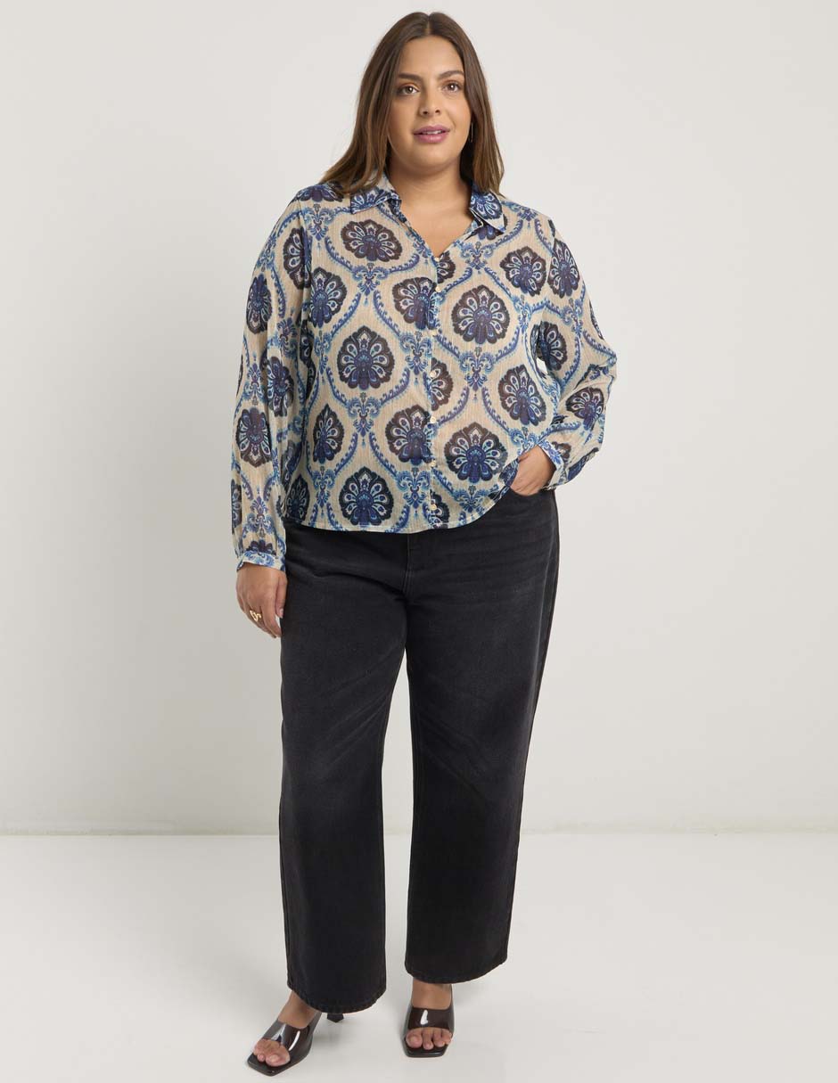 Blusa Contempo Plus manga larga para mujer