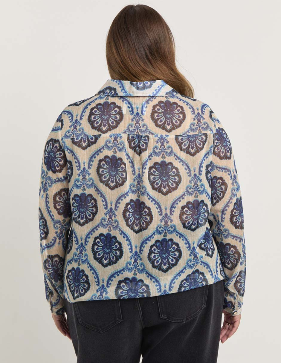 Blusa Contempo Plus manga larga para mujer