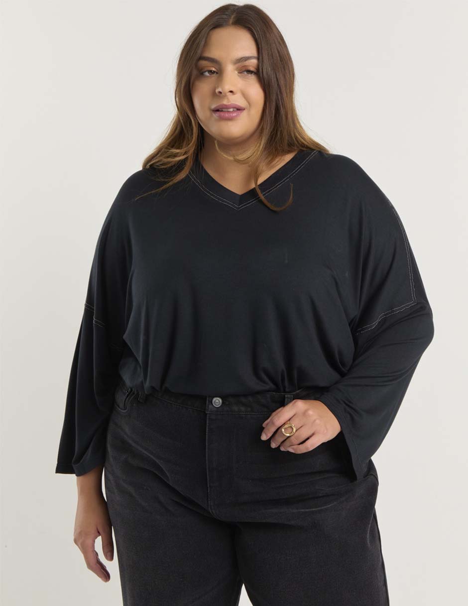 Blusa Contempo Plus manga larga para mujer