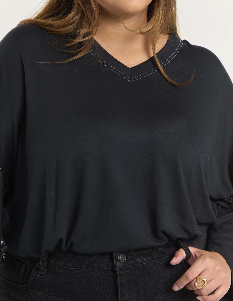 Blusa Contempo Plus manga larga para mujer