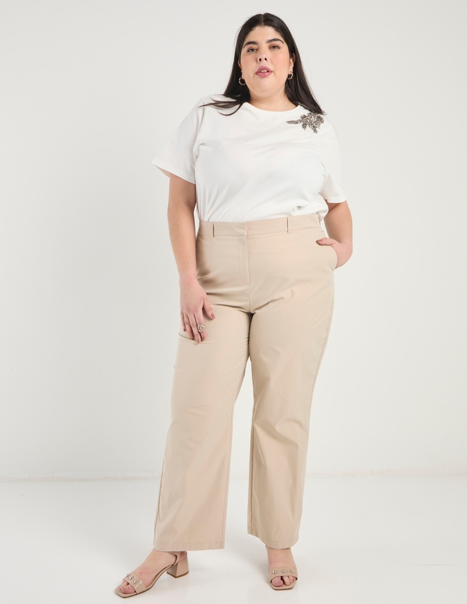 Playera manga corta Contempo Plus cuello redondo para mujer