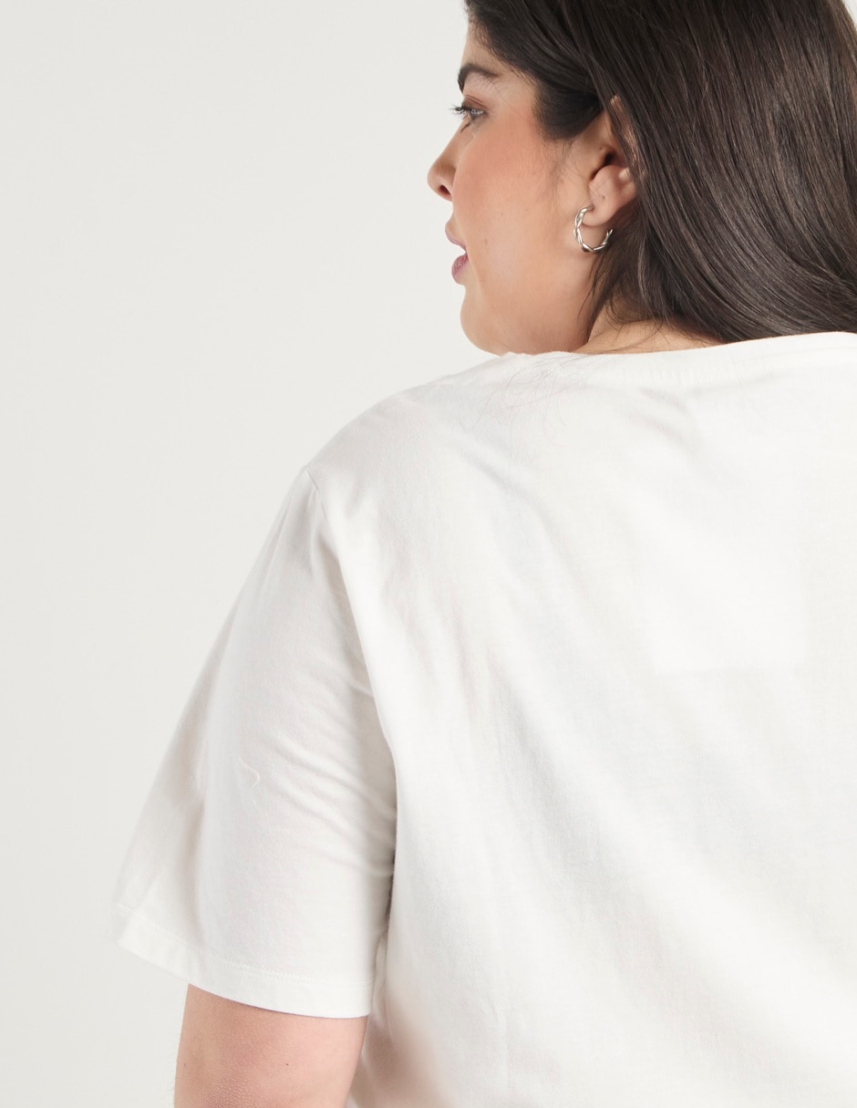 Playera manga corta Contempo Plus cuello redondo para mujer