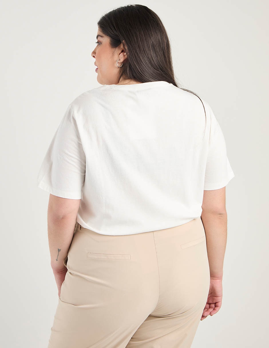 Playera manga corta Contempo Plus cuello redondo para mujer