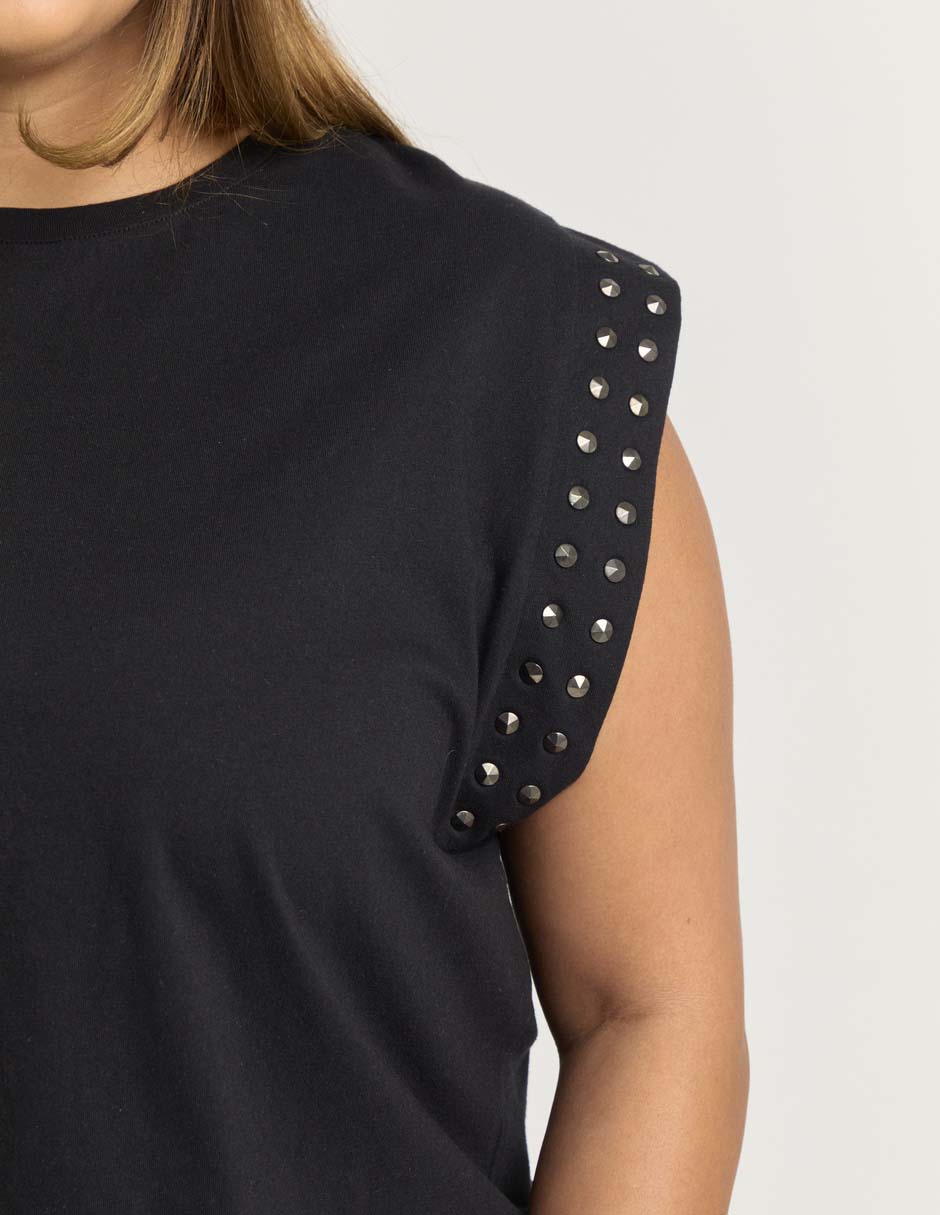 Playera manga corta Contempo Plus cuello redondo para mujer