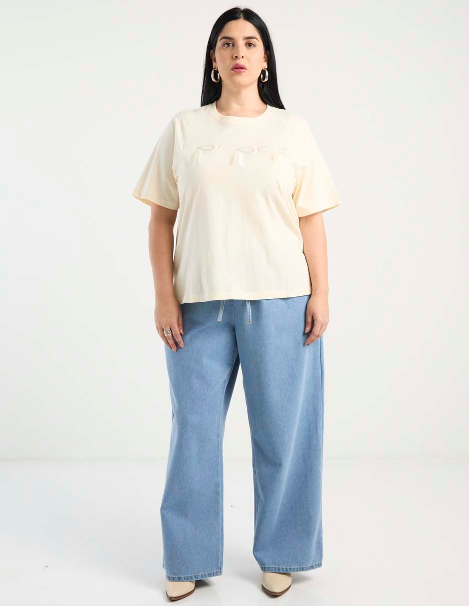 Playera manga corta Contempo Plus cuello redondo para mujer