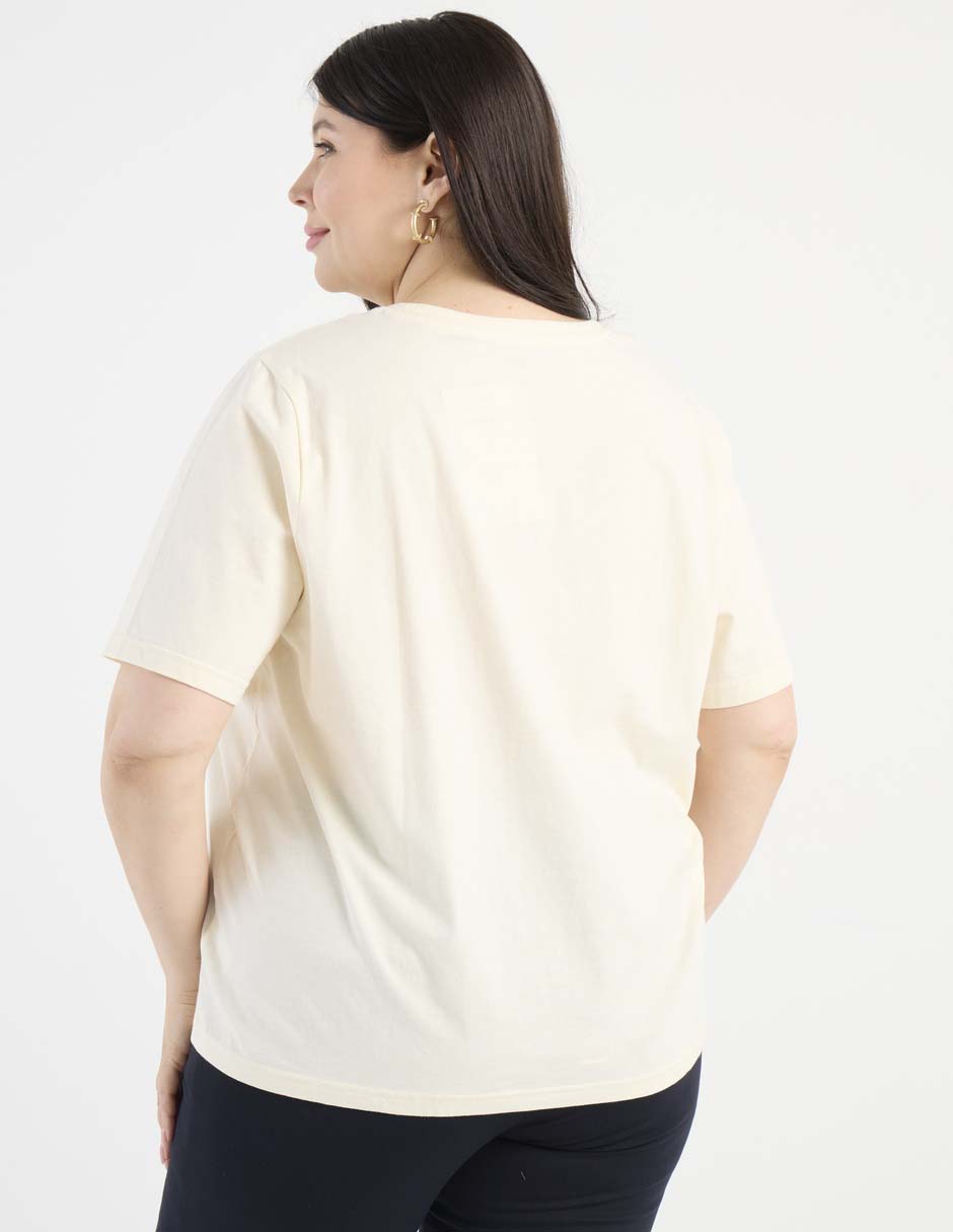 Playera manga corta Contempo Plus cuello redondo para mujer