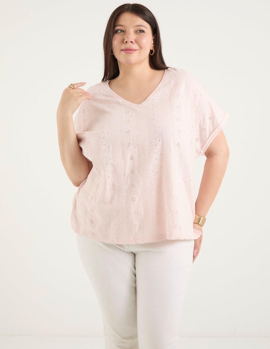 Playera Manga Corta Cuello V para mujer