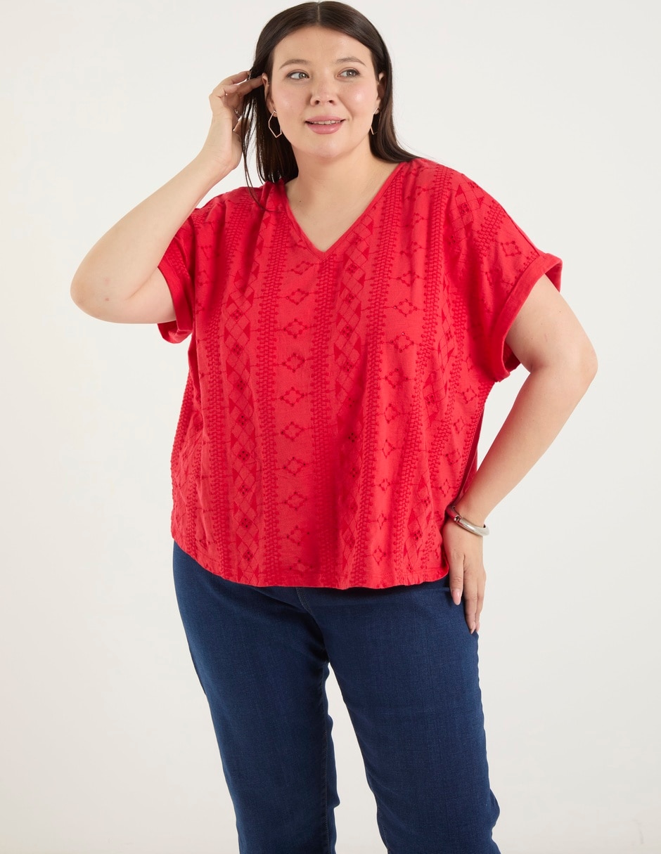 Playera Manga Corta Cuello V para mujer 1