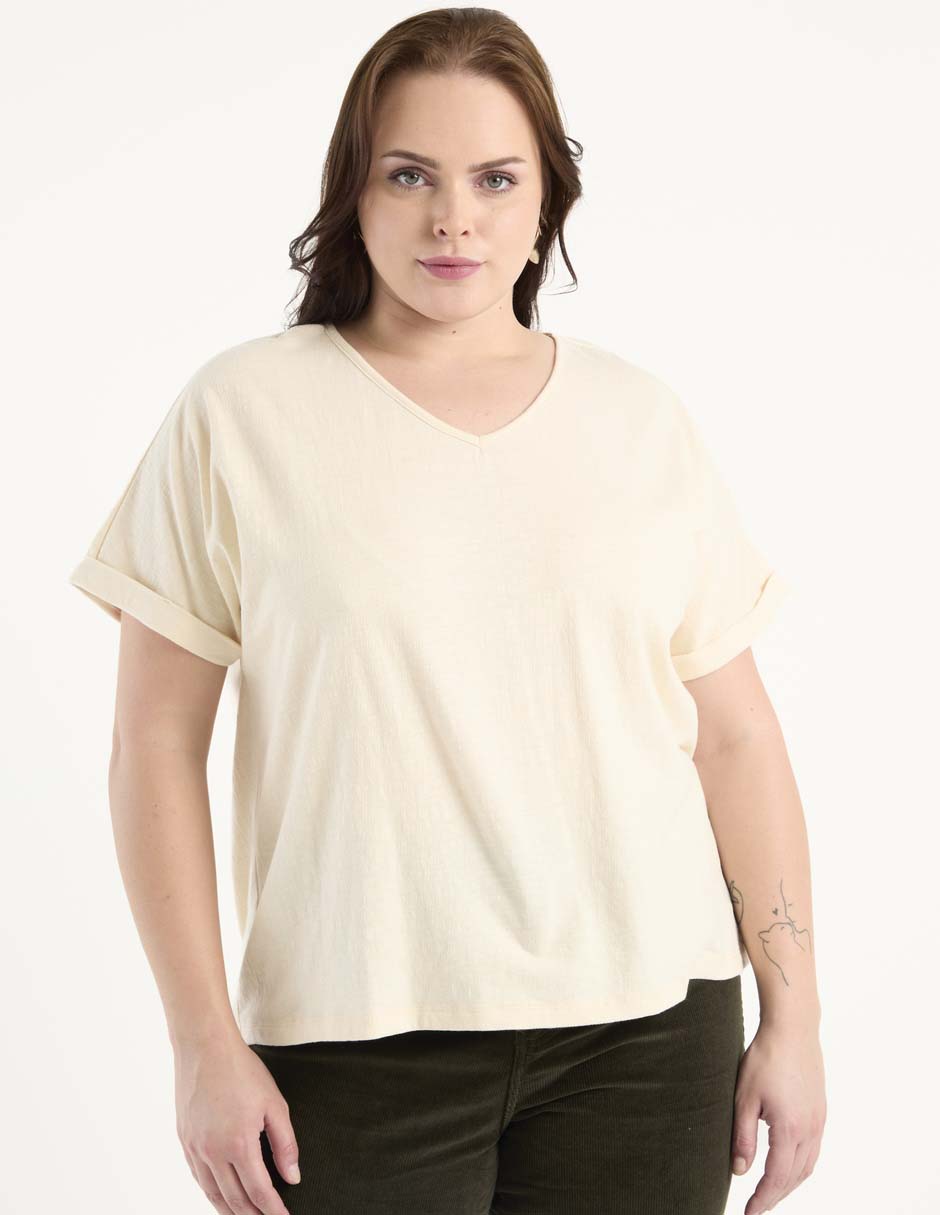 Playera manga corta cuello v mujer Playera manga corta cuello v mujer