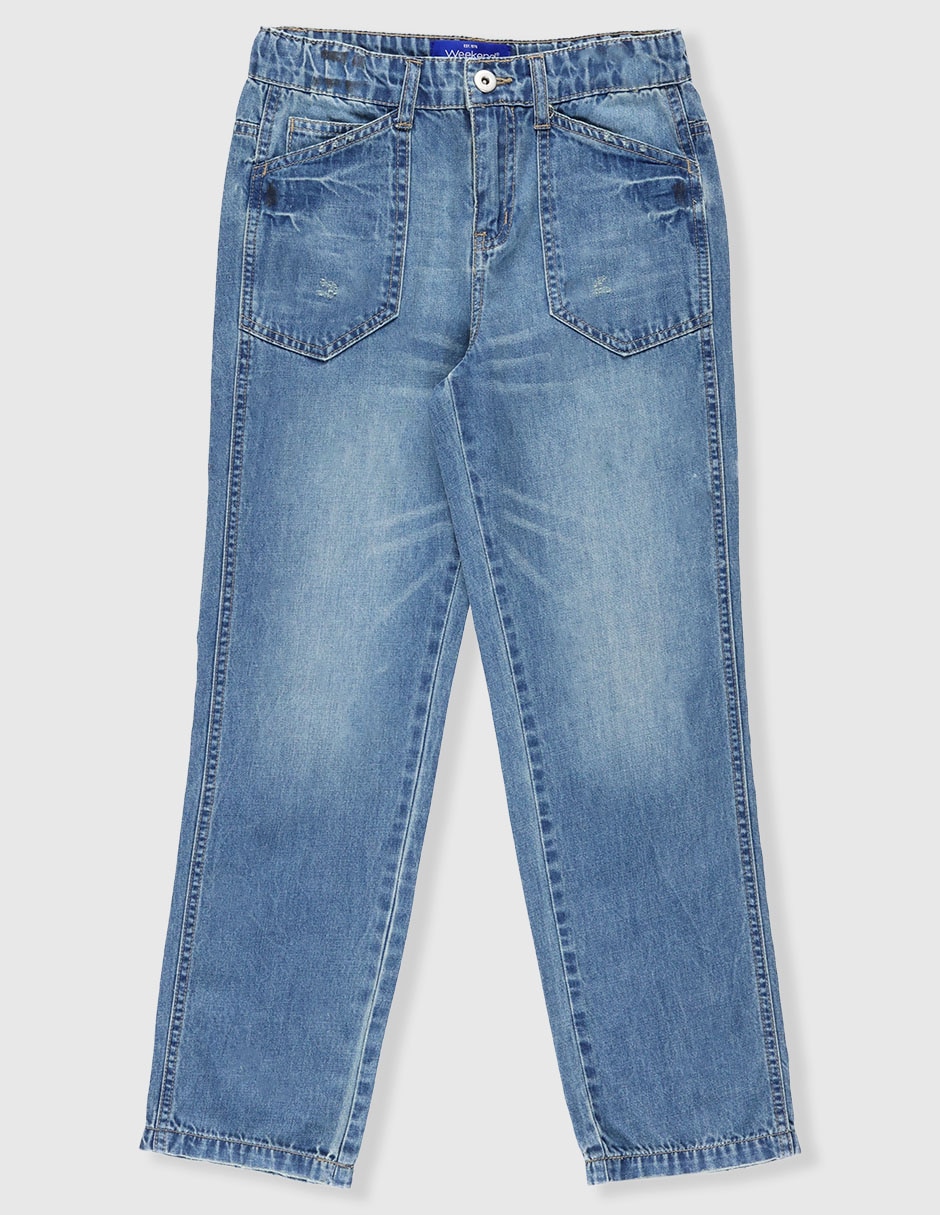 Jeans slim deslavado para niña Jeans slim deslavado para niña