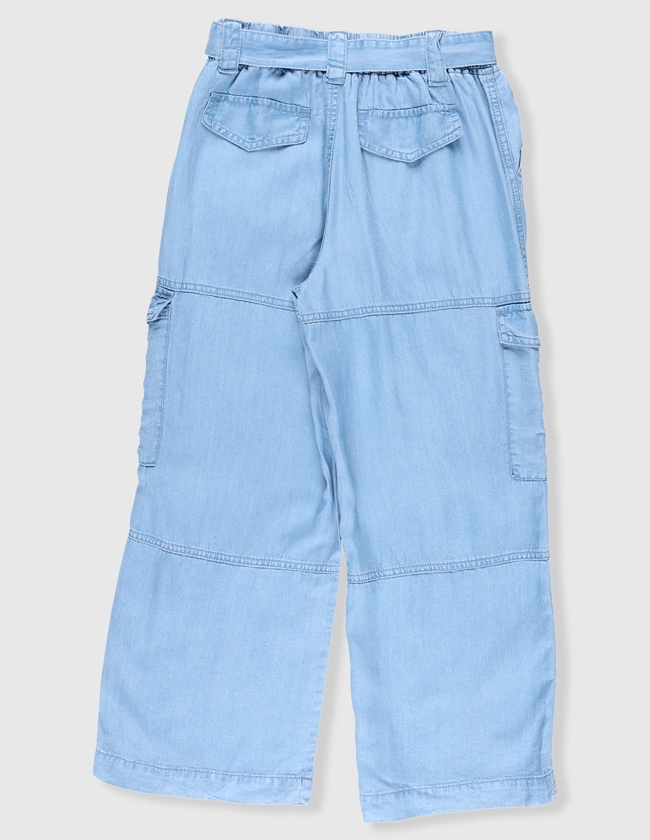 Jeans cargo wide leg lavado claro para niña 5
