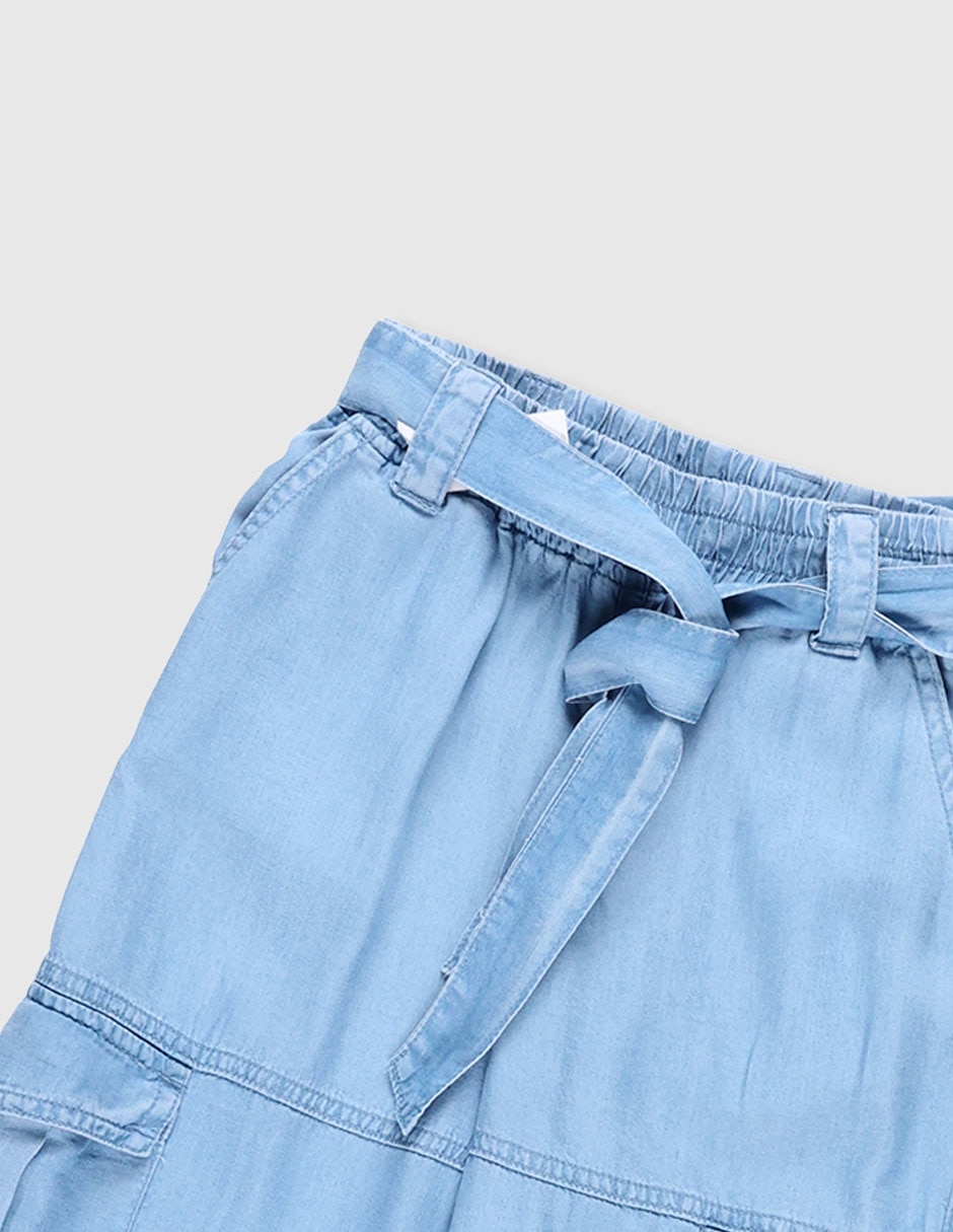 Jeans cargo wide leg lavado claro para niña 6