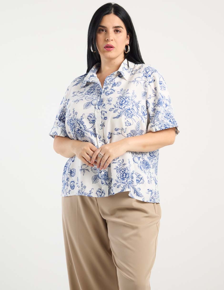 Blusa Contempo Plus manga al codo para mujer