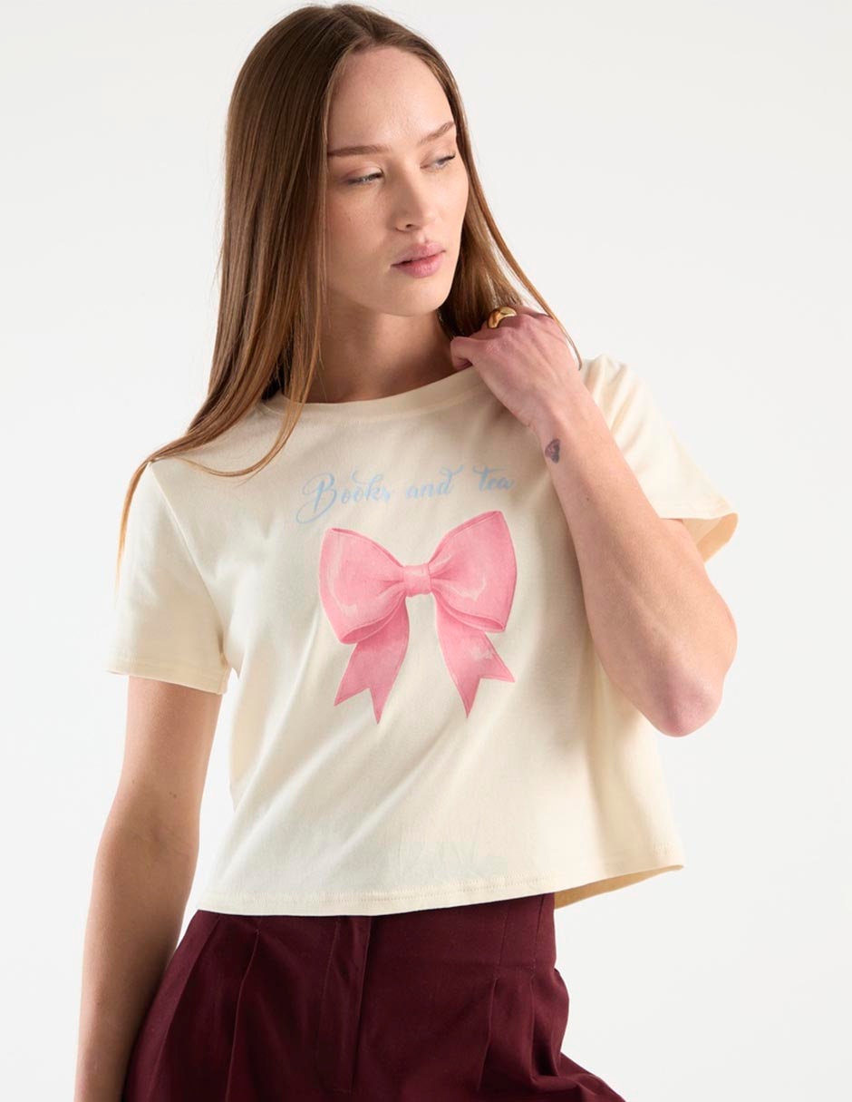 Playera manga corta cuello redondo para mujer Playera manga corta cuello redondo para mujer