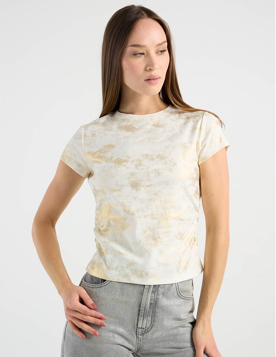 Playera manga corta Metropolis cuello redondo para mujer Playera manga corta Metropolis cuello redondo para mujer
