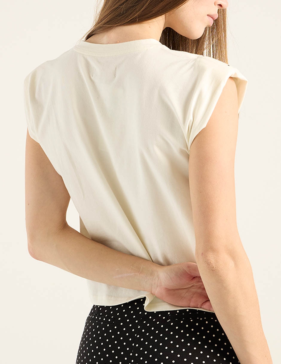 Playera manga corta Metropolis cuello v para mujer