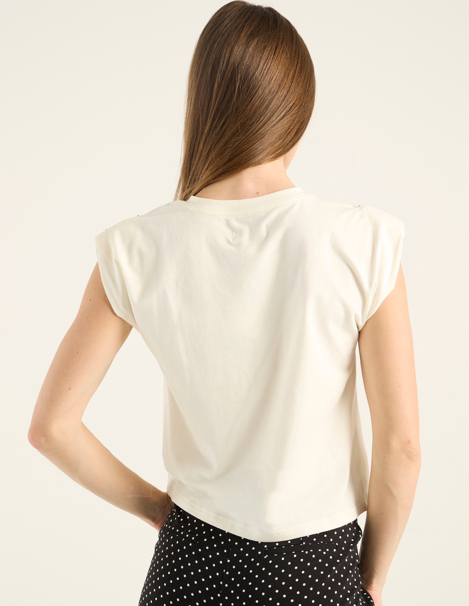 Playera manga corta Metropolis cuello v para mujer