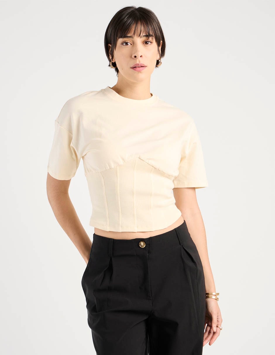 Playera manga corta cuello redondo para mujer Playera manga corta cuello redondo para mujer