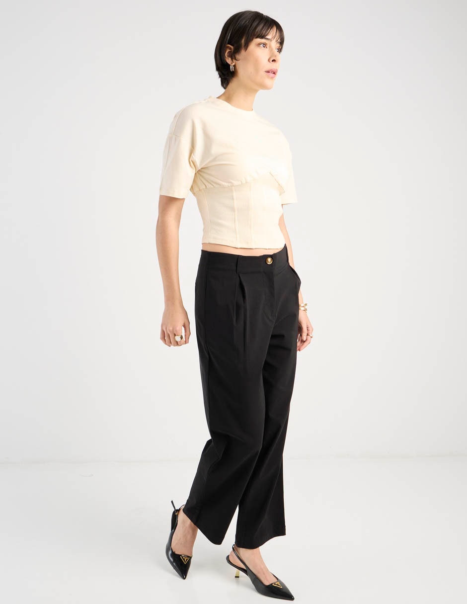 Playera manga corta Metropolis cuello redondo para mujer