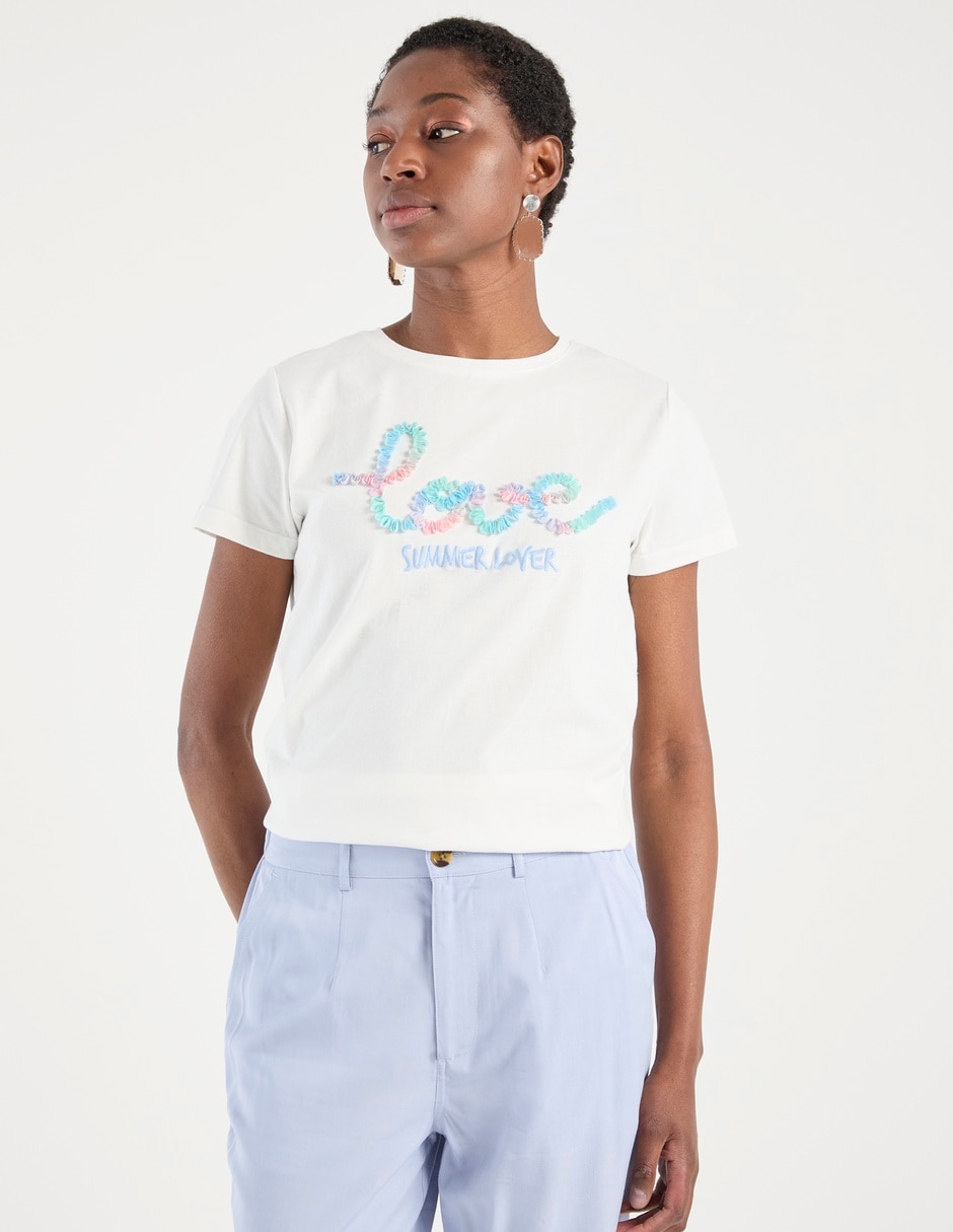 Playera manga corta cuello redondo para mujer Playera manga corta cuello redondo para mujer