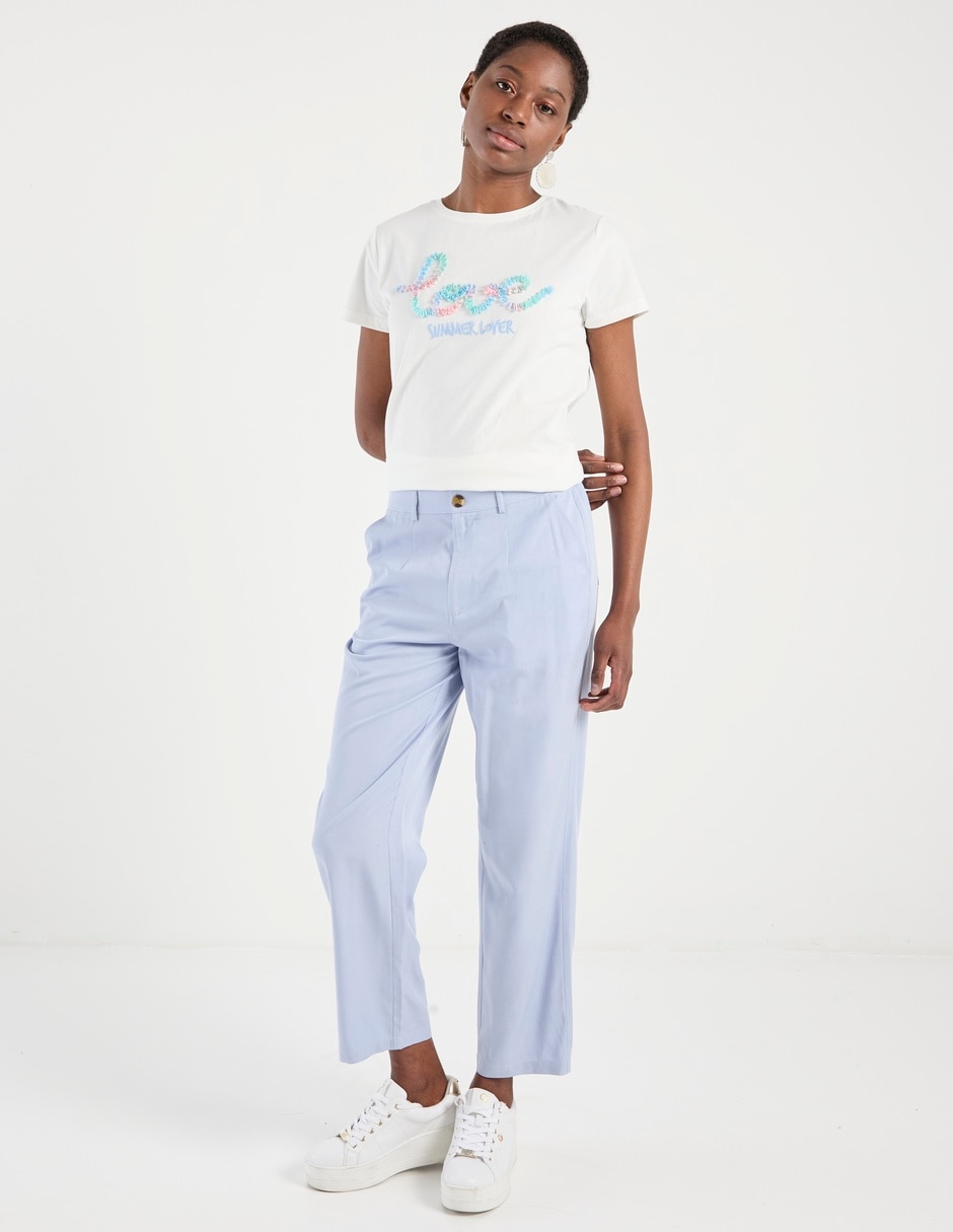 Playera manga corta Metropolis cuello redondo para mujer