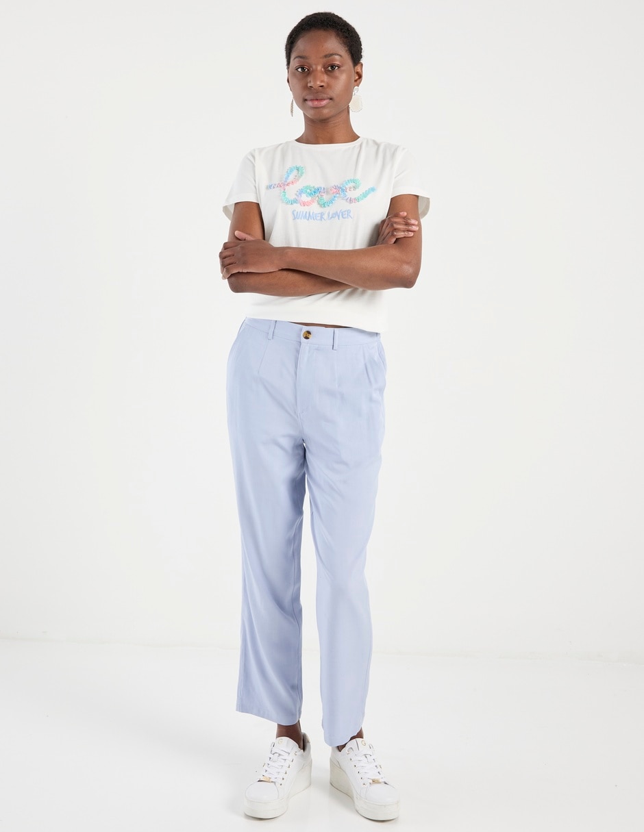Playera manga corta Metropolis cuello redondo para mujer