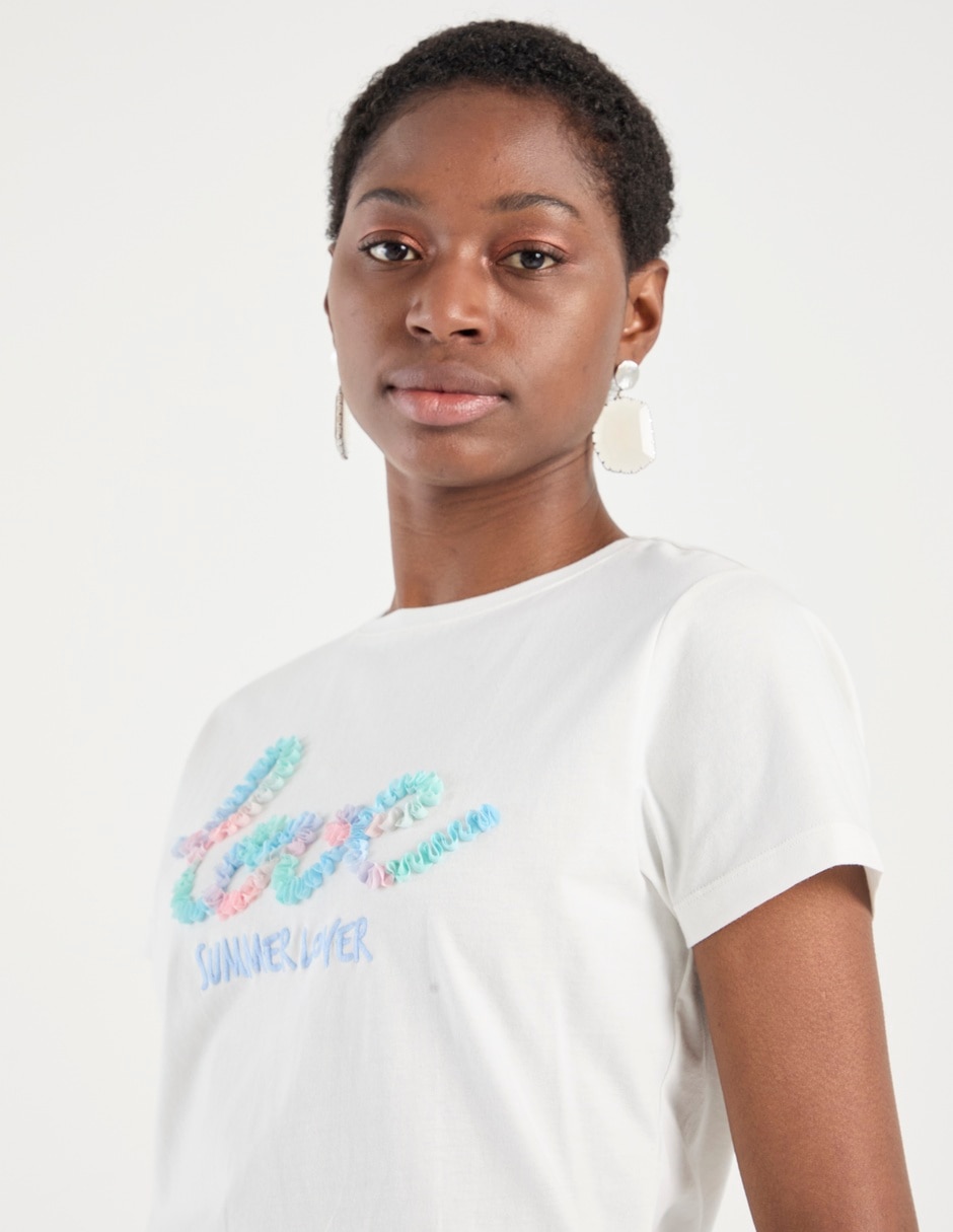 Playera manga corta Metropolis cuello redondo para mujer