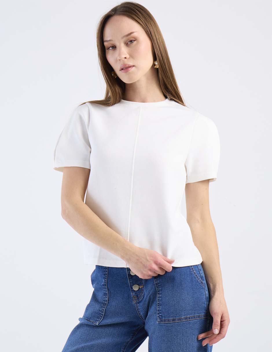 Playera manga corta cuello redondo para mujer