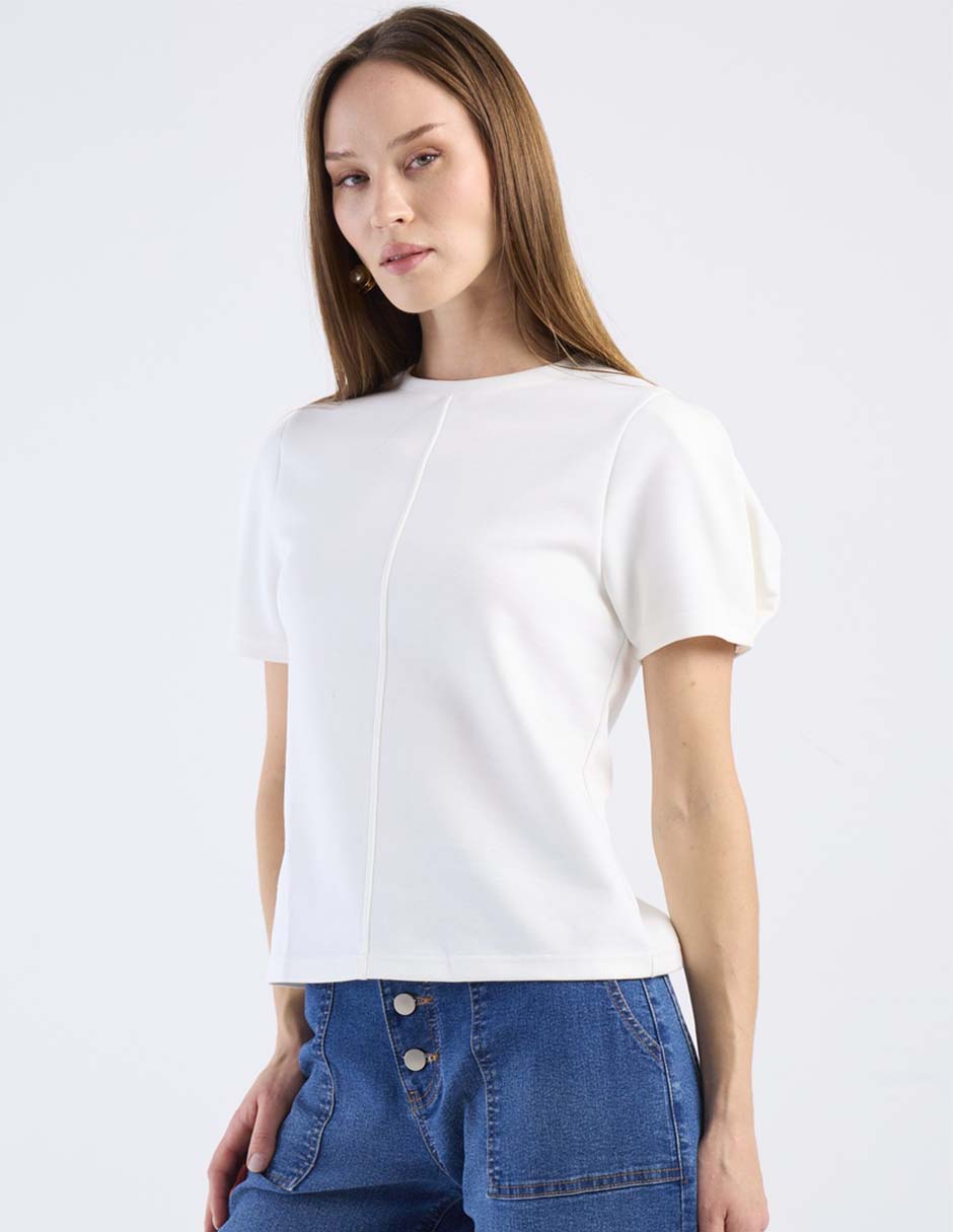 Playera manga corta Metropolis cuello redondo para mujer