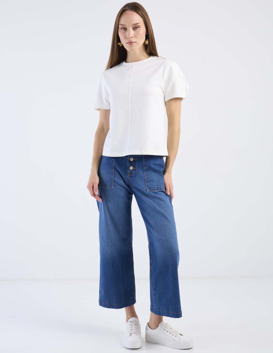 Playera manga corta Metropolis cuello redondo para mujer