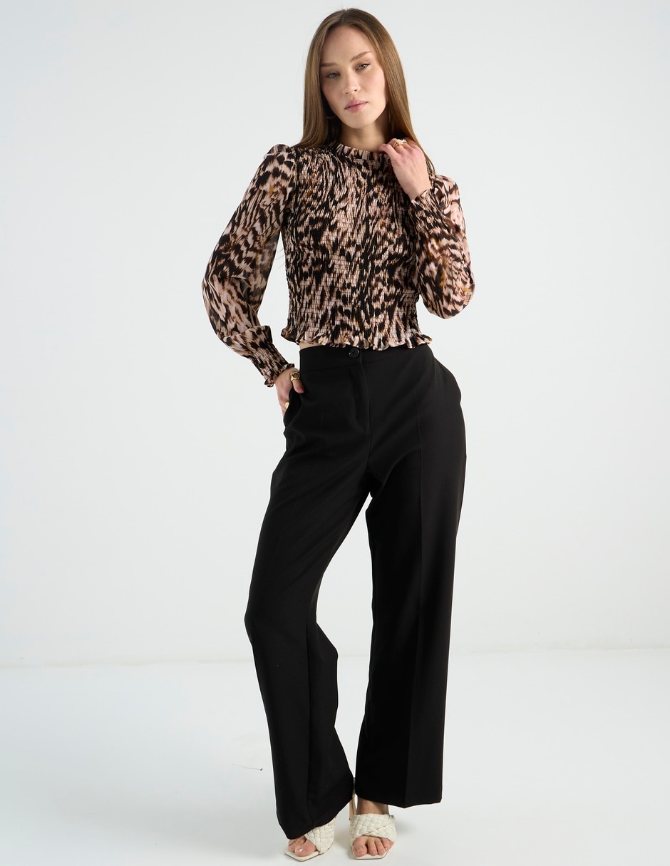 Blusa Metropolis manga larga para mujer