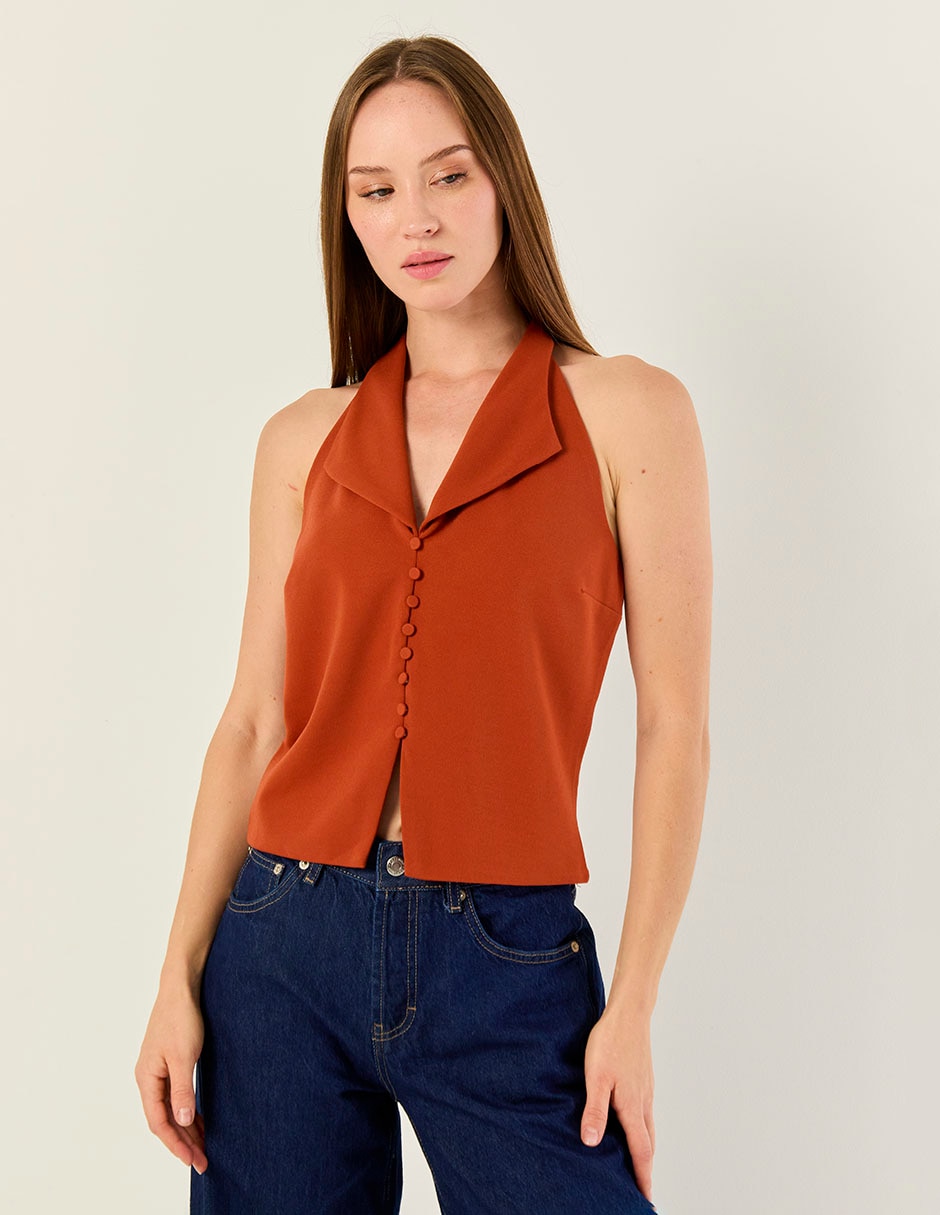 Blusa metropolis sin manga para mujer