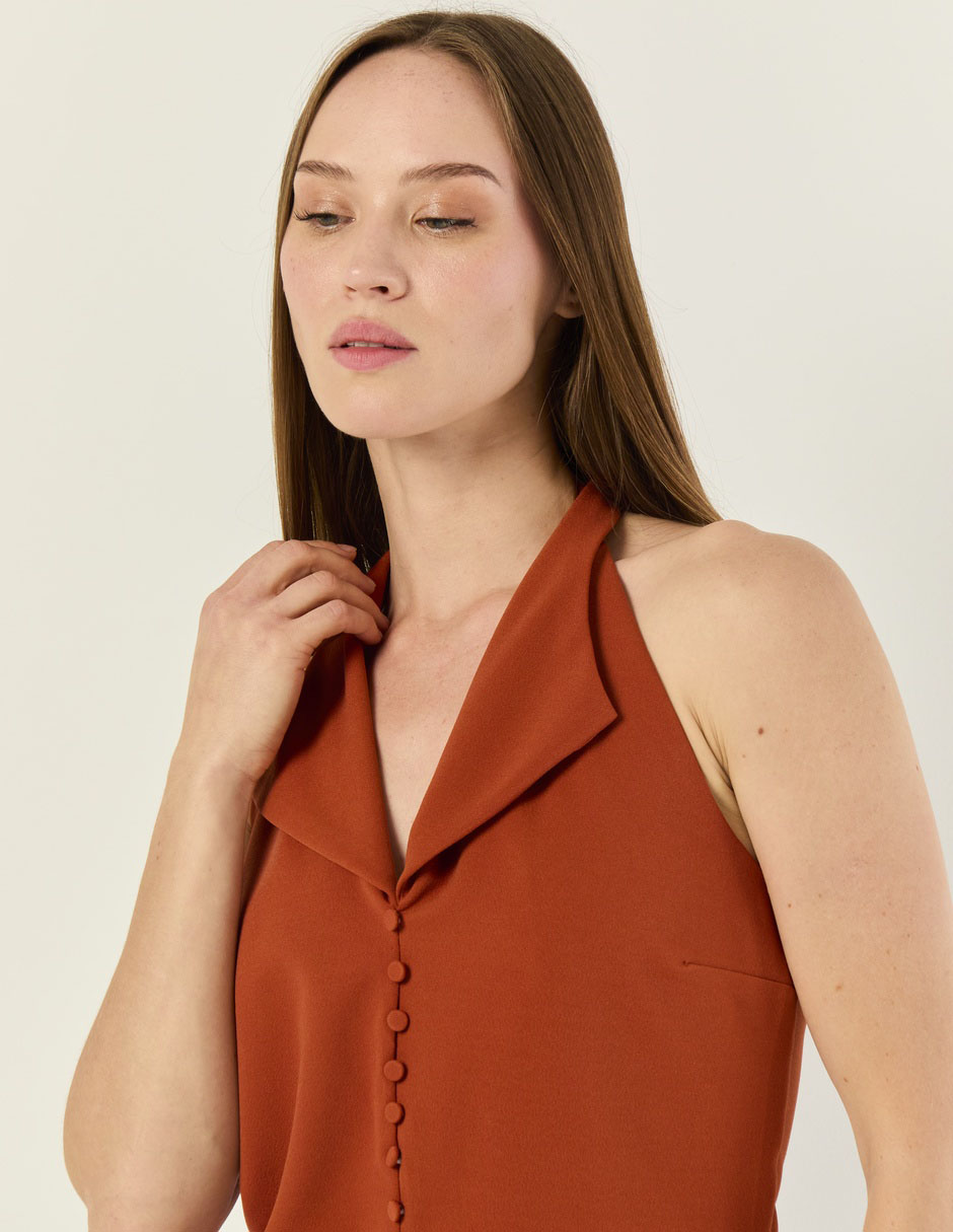 Blusa metropolis sin manga para mujer