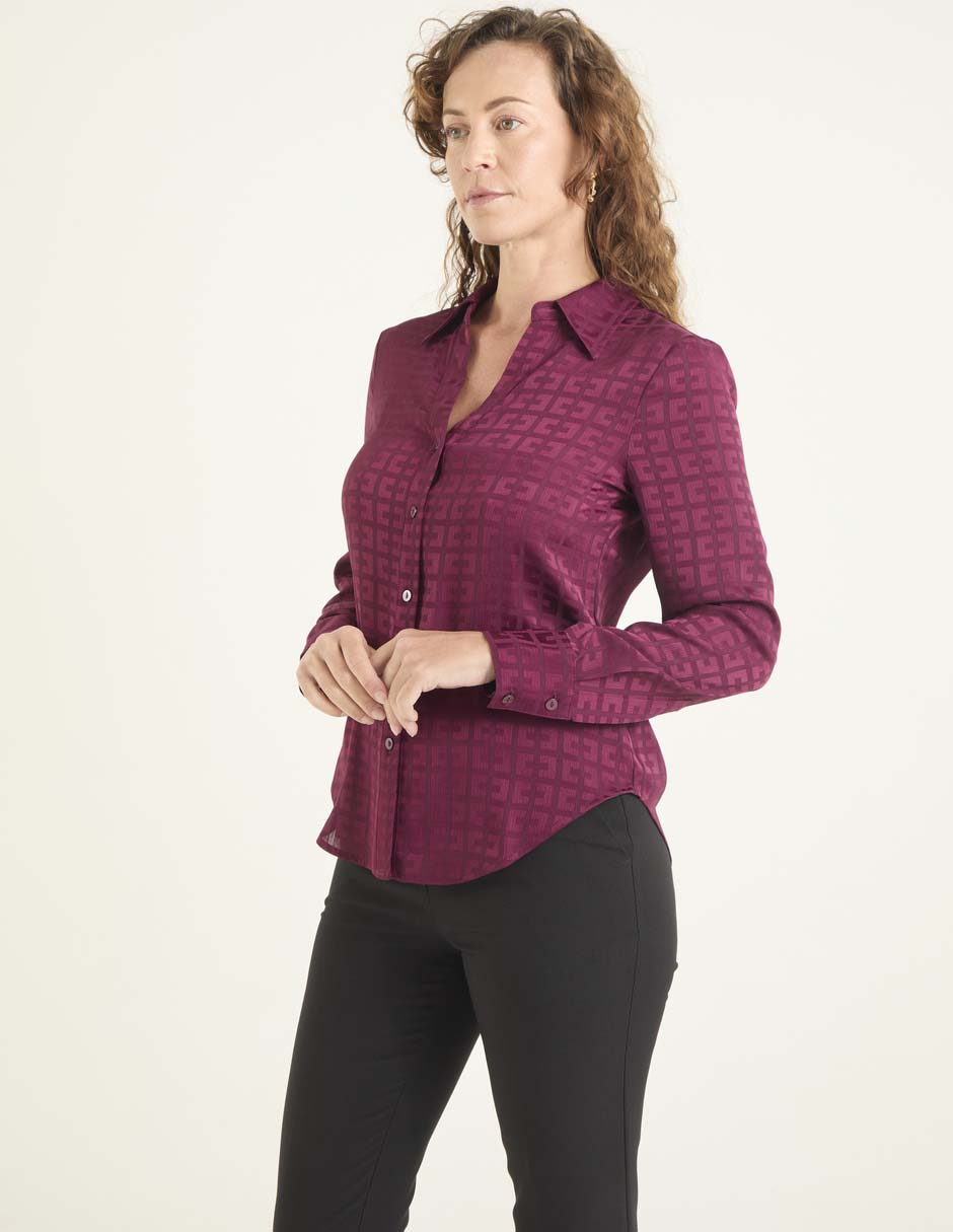 Blusa camisera Liz& manga larga para mujer 1