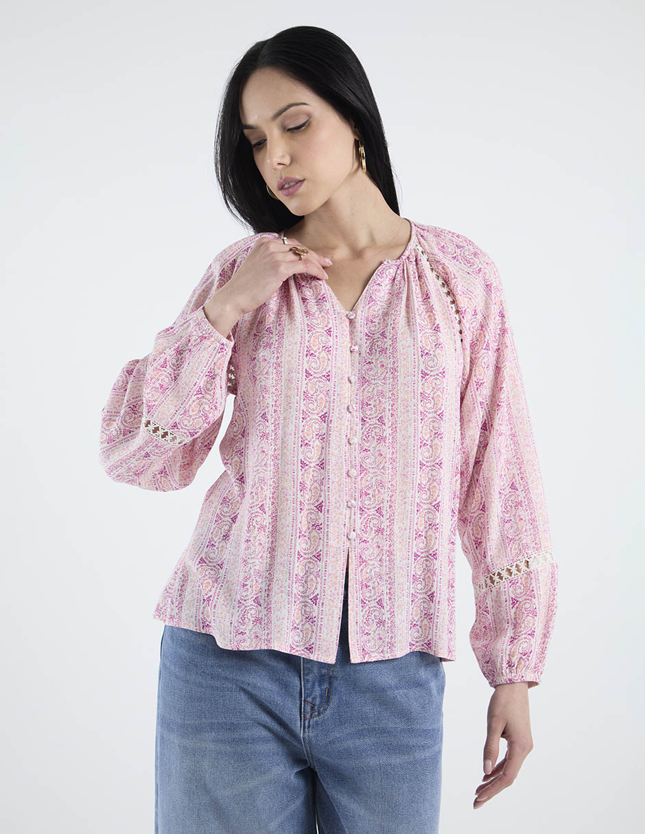 Blusa Week By Weekend manga larga para mujer