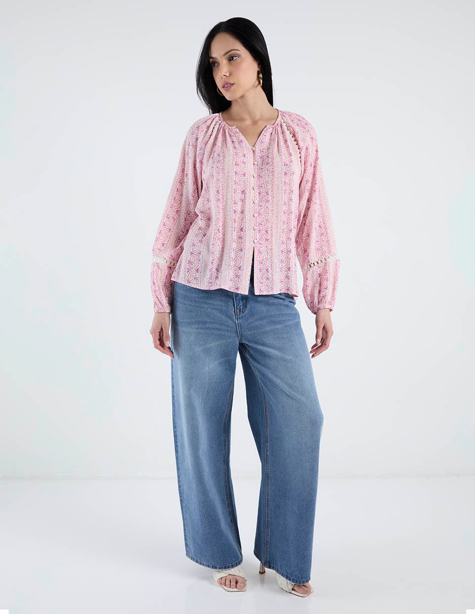 Blusa Week By Weekend manga larga para mujer