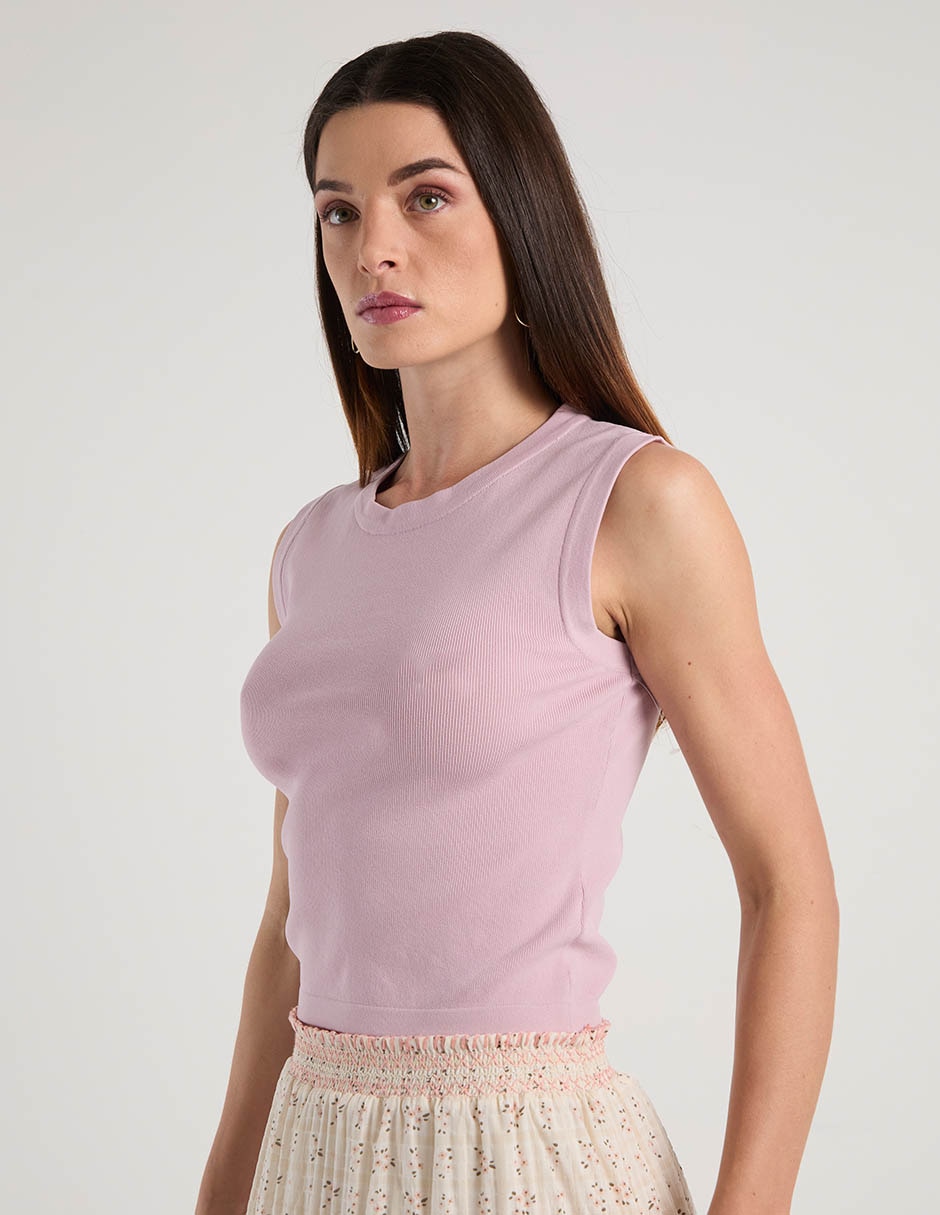 Top cuello redondo