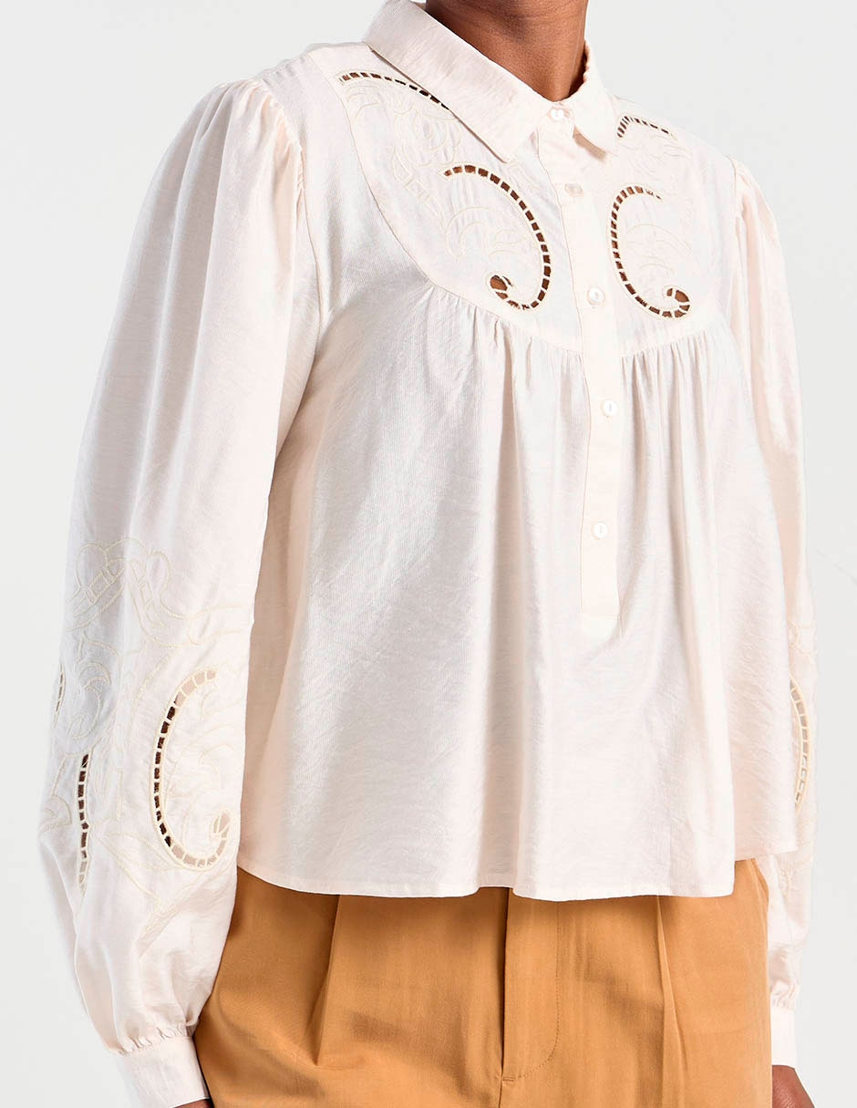 Blusa camisera manga larga para mujer 10