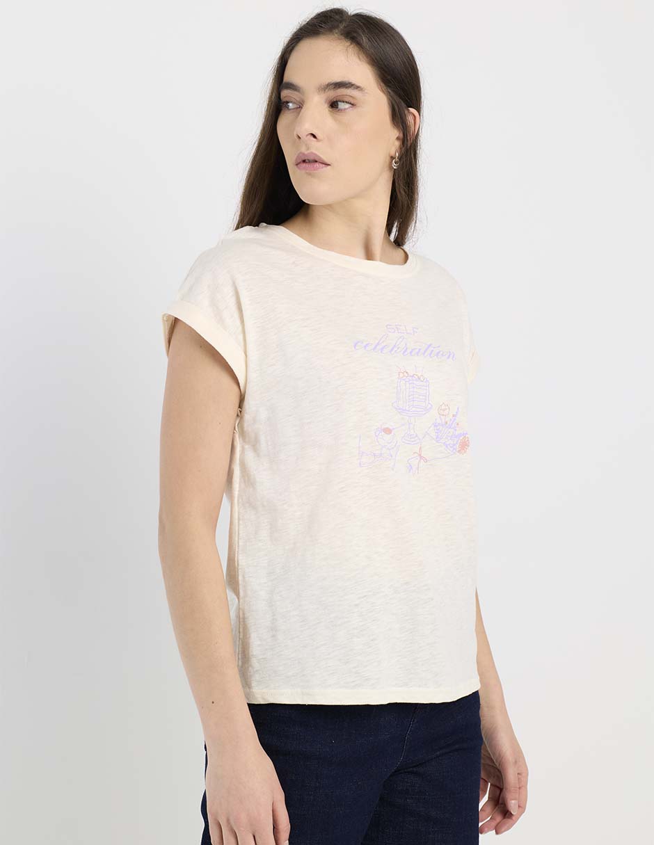 Playera manga corta Week By Weekend cuello redondo para mujer