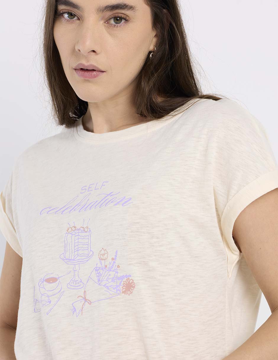 Playera manga corta Week By Weekend cuello redondo para mujer
