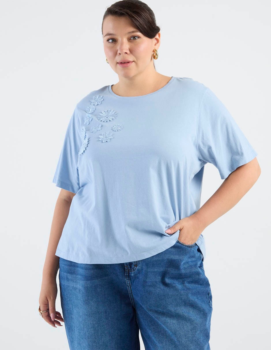 Playera manga corta cuello redondo mujer 5