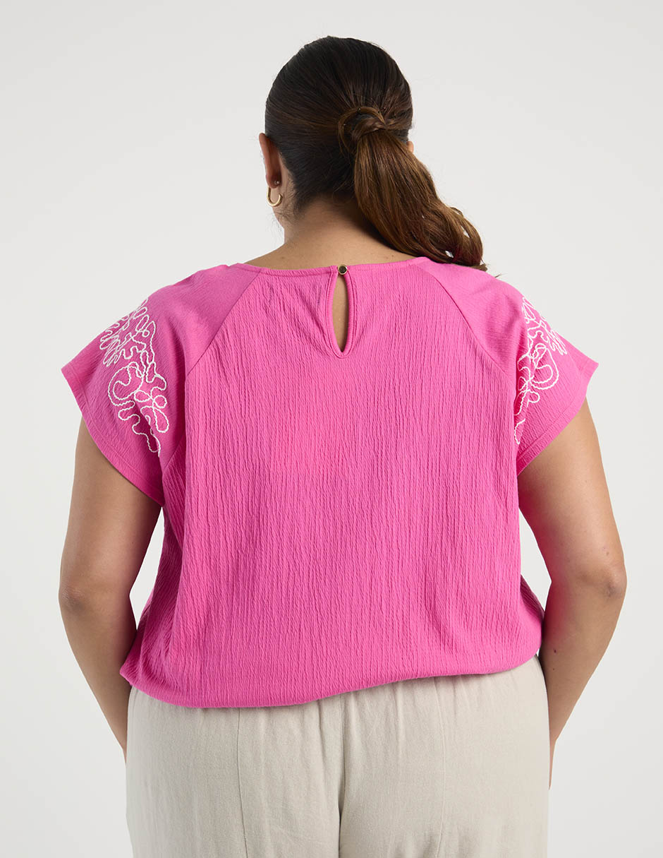Blusa manga corta Weekend Plus cuello redondo para mujer 3